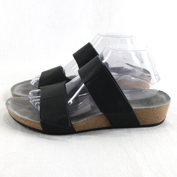 Abeo Gabie Sandals Womens Size 10 N Black Leather Adjustable Strap Wedge - Picture 2 of 11